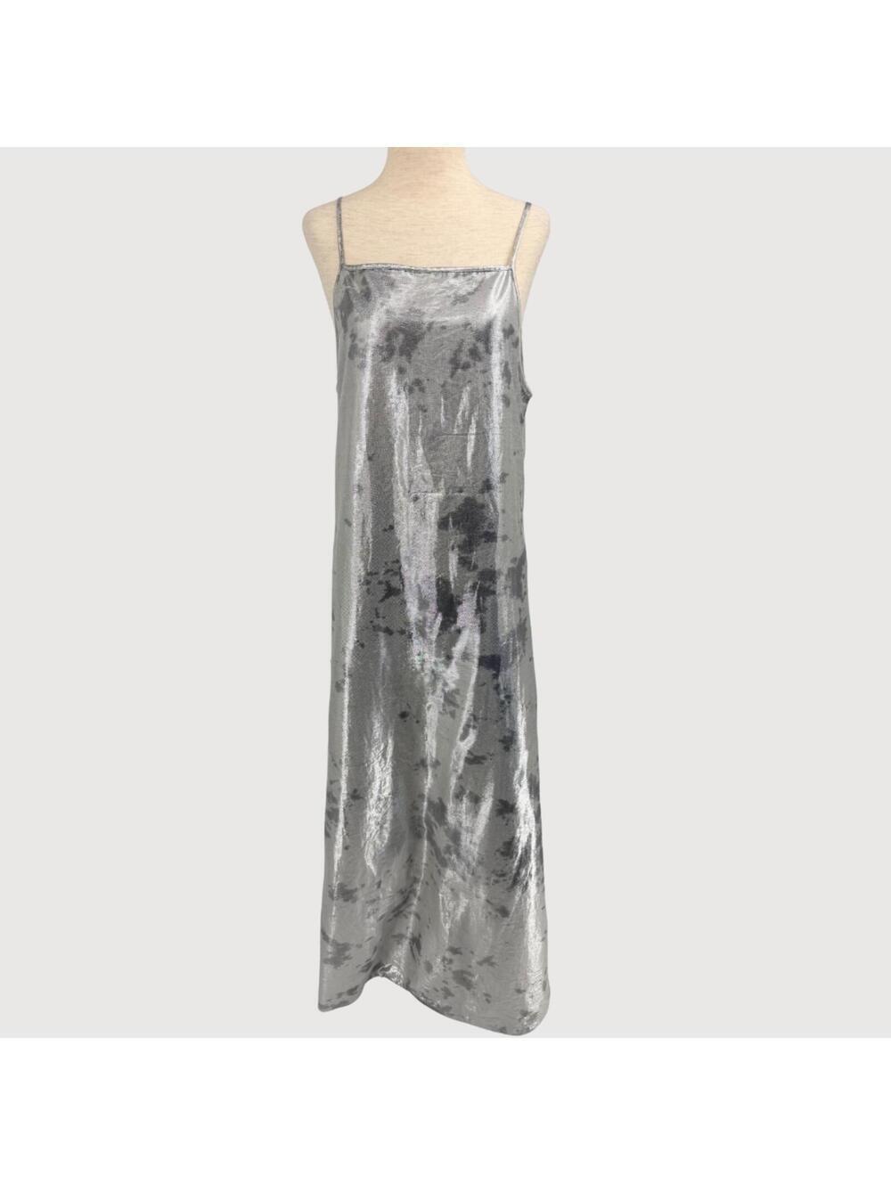 Norblack Norwhite Metallic Slip Dress Silver M